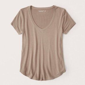Abercrombie Drapey V-Neck Tee - Color Cream